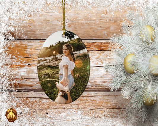 Oval Ceramic Photo Ornament