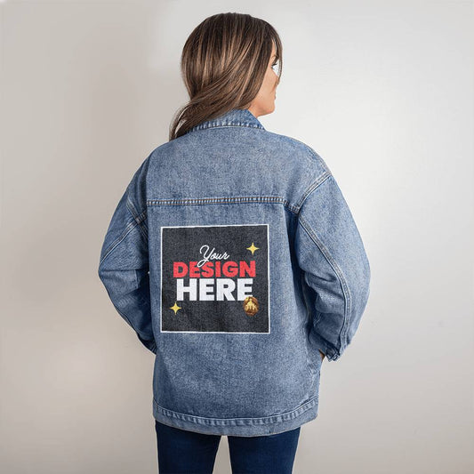 Oversized Women's Printed Denim Jacket