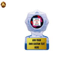 Custom 6" Sapphire Blue Star Sculpted Ice Photo Trophy
