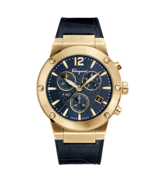 Ferragamo F-80 Chrono - Navy/Gold