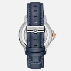 Kenneth Cole - Blue Leather Two-Tone Automatic Skeleton