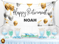 Personalized Celebration Vinyl Banner - Gold & Silver