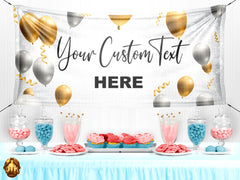 Personalized Celebration Vinyl Banner - Gold & Silver
