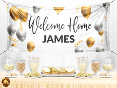 Personalized Celebration Vinyl Banner - Gold & Silver