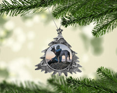 Personalized Antq. Silver Christmas Tree Ornament - Christmas Tree Photo Ornament - Custom Photo Tree Ornament - Add Your Own Photo & Text