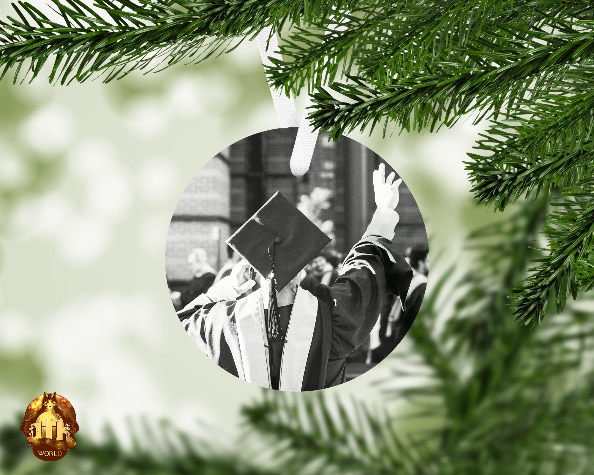 Personalized Metal Circle Ornament - Christmas Metal Ornament - Photo Metal Ornament - Custom Christmas Ornament - Add Your Own Photo & Text