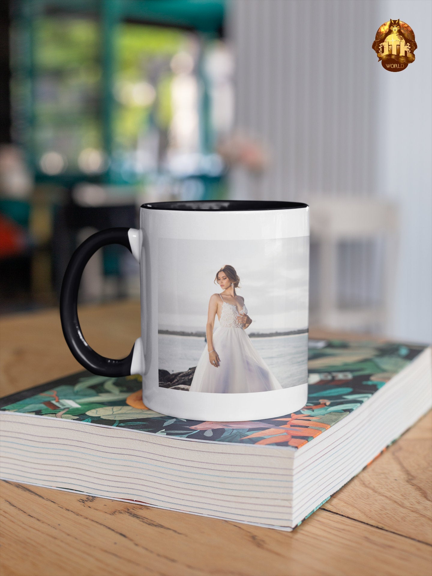 Custom 15oz Black & White Premium Mug - Personalized Large Two Tone Coffee Mug - Custom Black + White Photo Mug -Add Your Own Photo and Text
