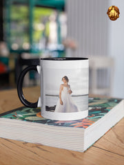 Custom 15oz Black & White Premium Mug - Personalized Large Two Tone Coffee Mug - Custom Black + White Photo Mug -Add Your Own Photo and Text