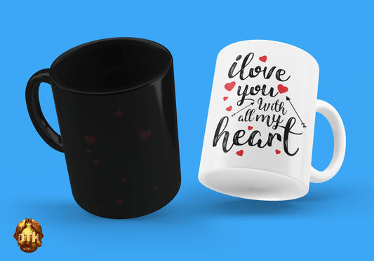 I Love You With All My Heart Magic Mug - Valentines Color Changing Mug - Photo Magic Mug - Valentines Love Mug - Add Your Own Photo & Text