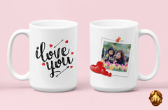 Custom I Love You Photo Frame Mug - Custom Picture Mug - Valentines Heart Photo Mug - I Love You Mug - Valentines Love Mug - Heart Mug