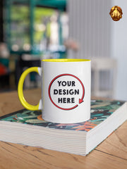 Custom 15oz Yellow & White Premium Mug - Personalized Yellow Mug - 15oz Two Tone Coffee Mug - Custom Photo Mug -Add Your Own Photo and Text