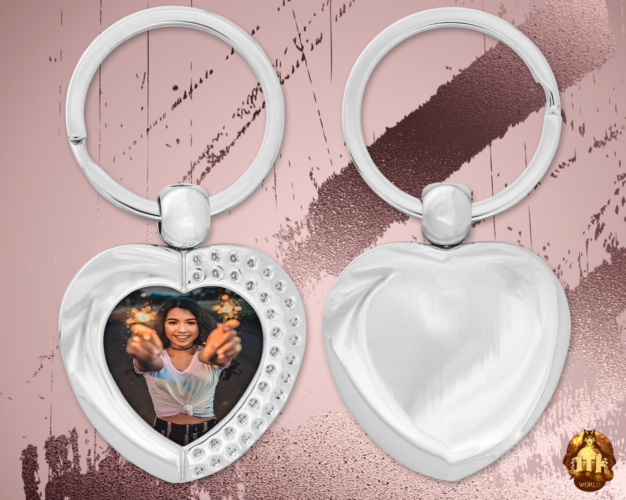 Custom Heart Photo Keychain - Personalized Metal Heart Keychain - Picture Keychain - Sliver Metal Heart Keychain - Add Your Photo & Text