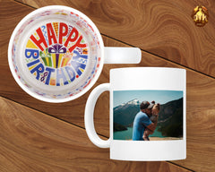 Custom 11oz Happy Birthday Mug - Personalized Birthday Mug - 11oz Inner Birthday Design Mug - Custom Photo Mug - Add Your Own Photo and Text
