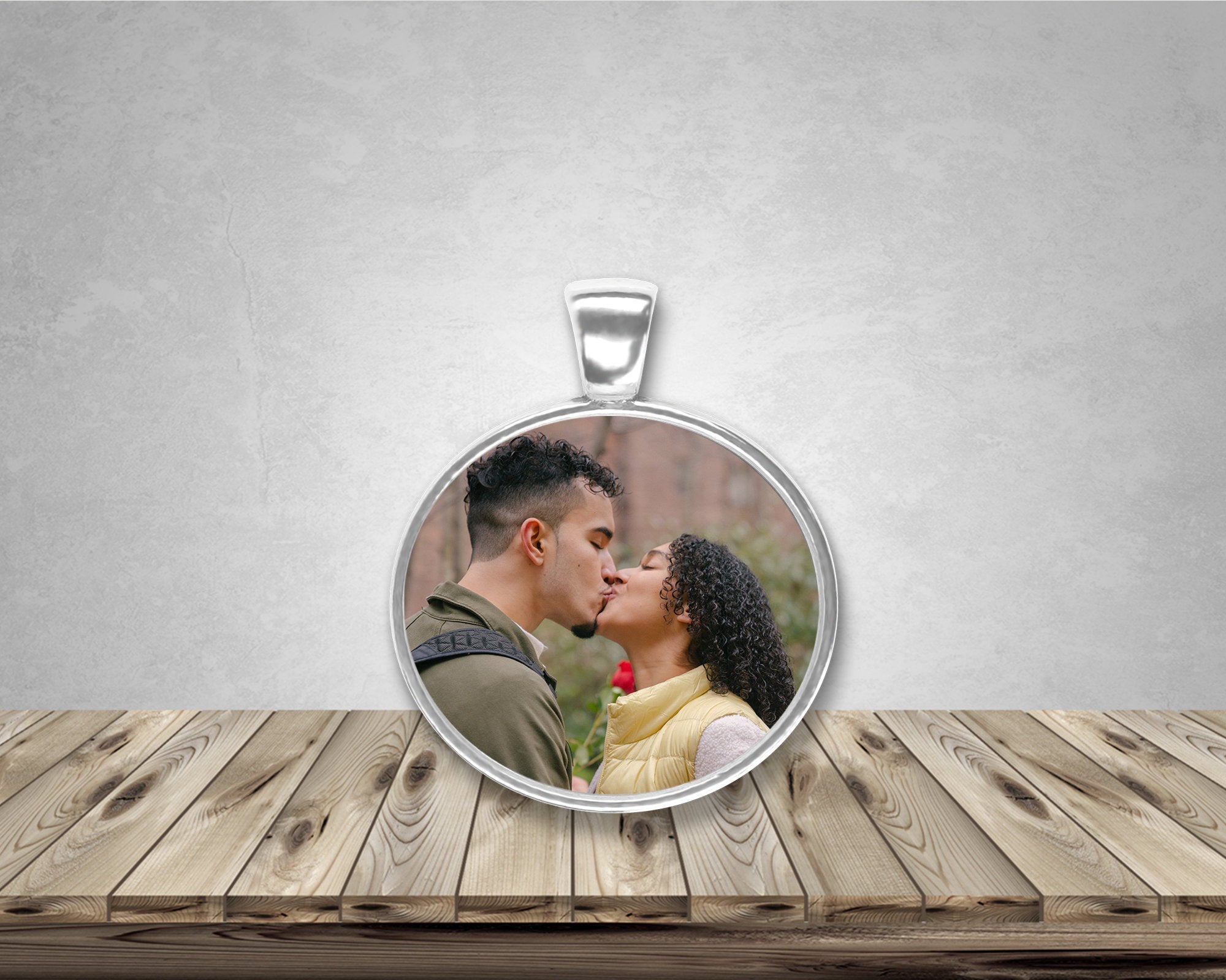 Custom Round Photo Pendant - Personalized Round Photo Charm - Custom Silver Pendant - Personalized Photo Charm - Add Your Own Photo or Text