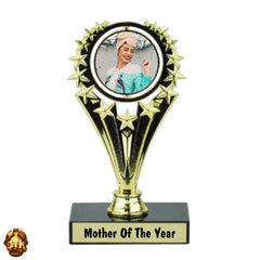 Custom 7.25" Mother Of The Year Photo Spinner Trophy - Personalized Mothers Day Keepsake - Mothers Day Photo Gift -Add Your Own Photo & Text