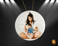 Personalized I Love You Mom Ceramic Ornament - Mothers Day Ornament Keepsake - Custom Photo Keepsake Ornament - Add Your Own Photo & Text