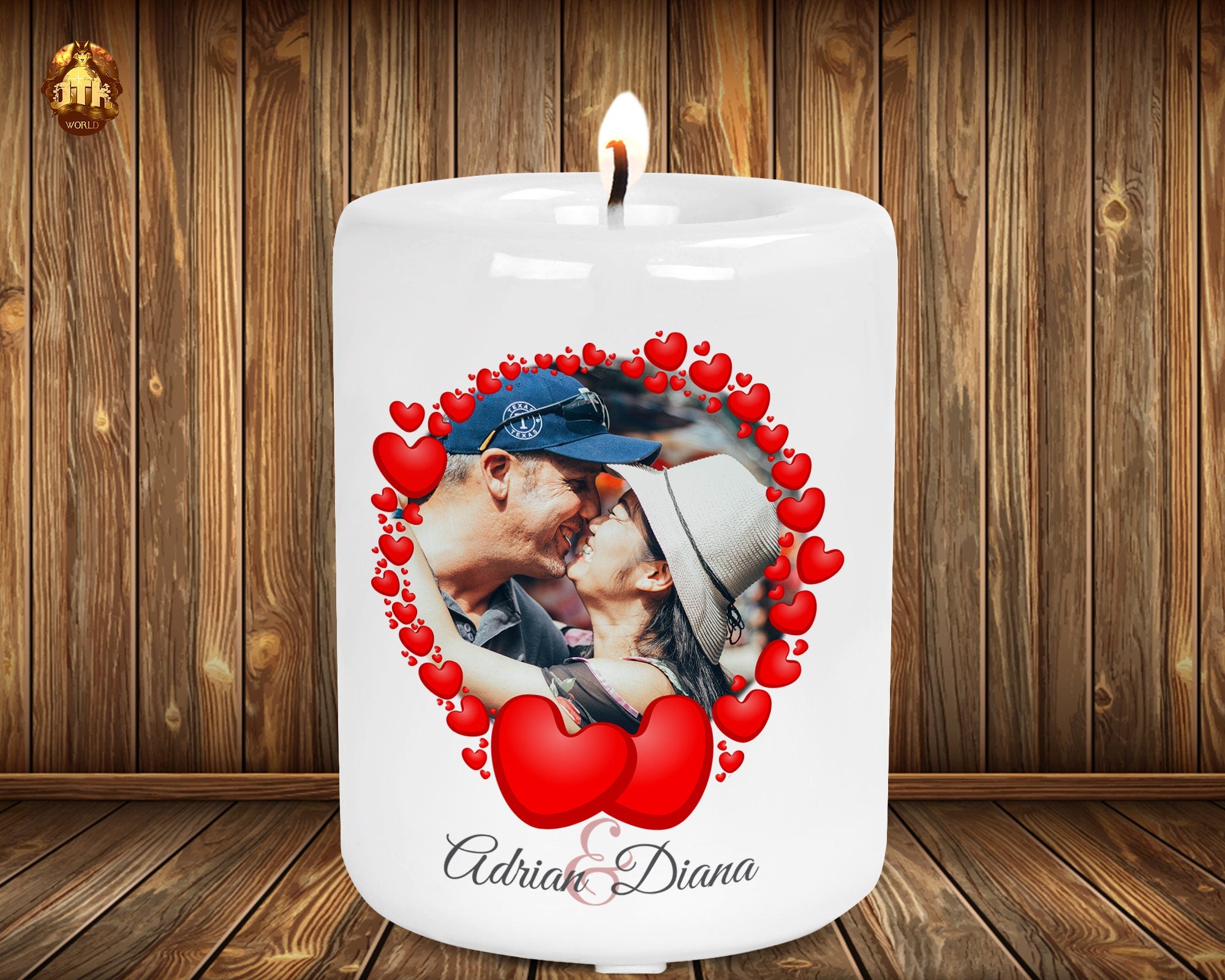 Valentines Personalized Photo Candle