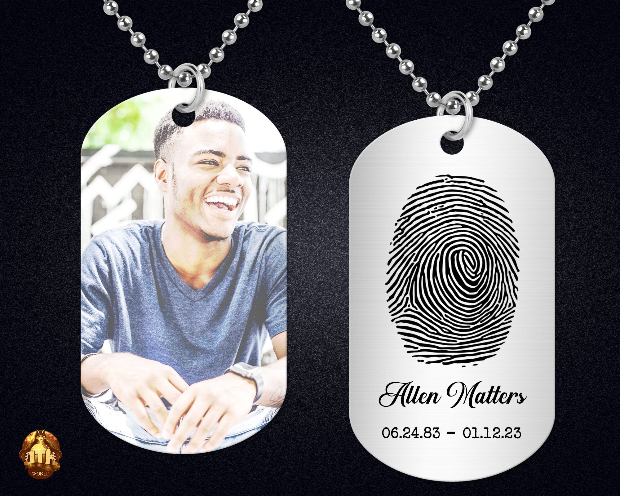 Custom Fingerprint Dog Tags w/ Chain