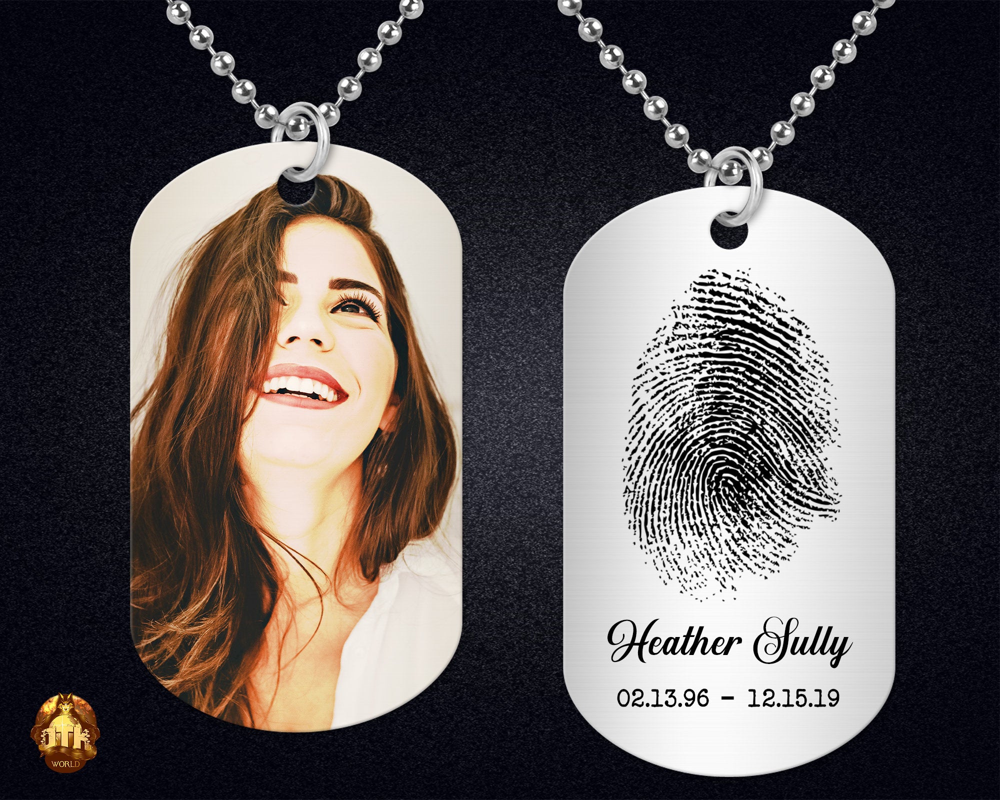Custom Fingerprint Dog Tags w/ Chain