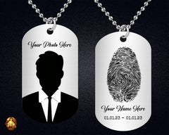 Custom Fingerprint Dog Tags w/ Chain