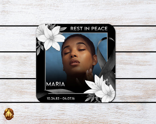 Personalized Memorial Photo Coasters - Custom Rest In Peace Coasters - Remembrance Photo Coasters - Add Your Own Photo, Name & Date