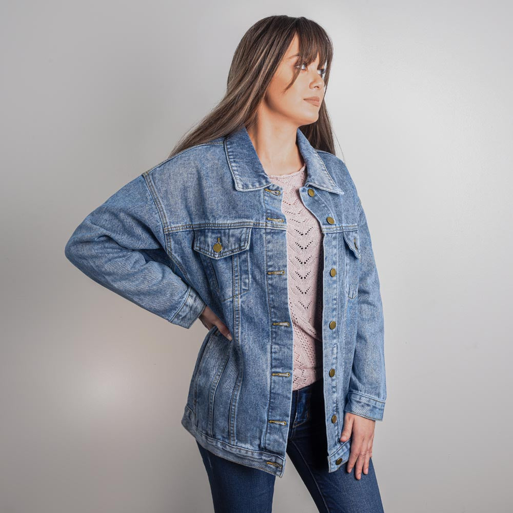 Oversized Women's Printed Denim Jacket