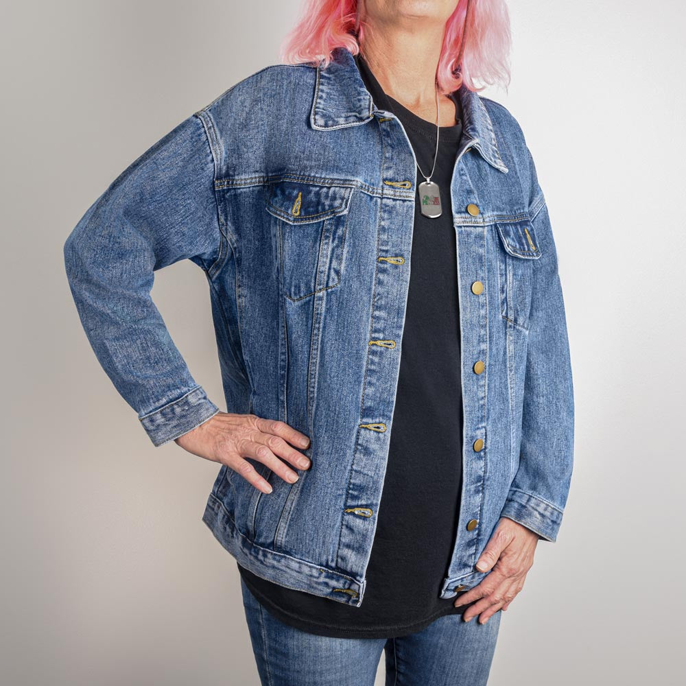 Oversized Women's Printed Denim Jacket