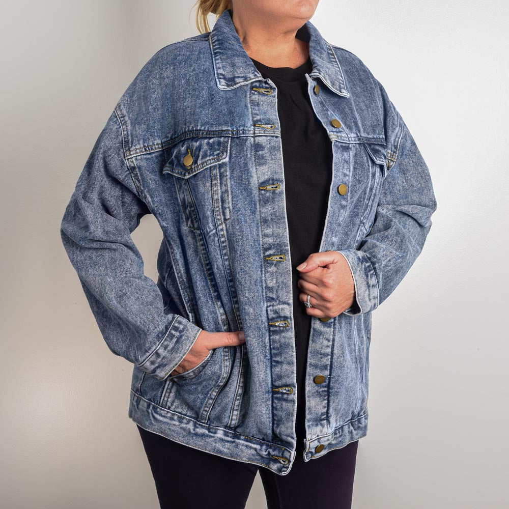 Oversized Women's Printed Denim Jacket