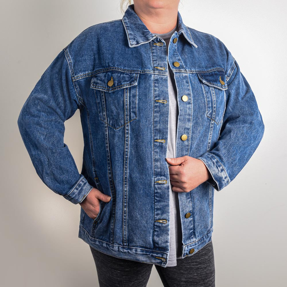 Oversized Women's Printed Denim Jacket