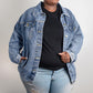 Oversized Women's Printed Denim Jacket