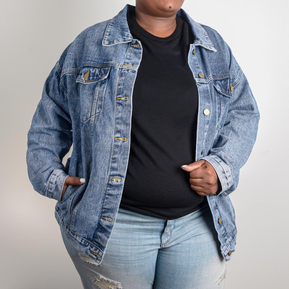 Oversized Women's Printed Denim Jacket