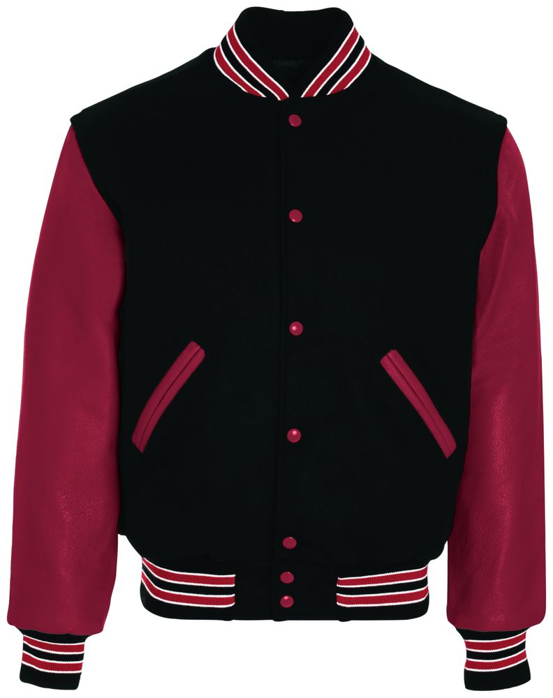 Black, Scarlet Red & Scarlet Red Premium Varsity Jacket