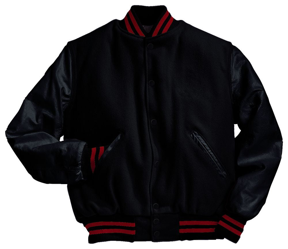 Black, Black & Scarlet Red Premium Varsity Jacket