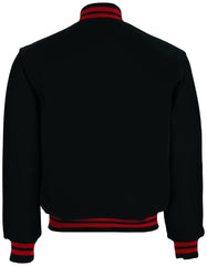 Black, Black & Scarlet Red Premium Varsity Jacket