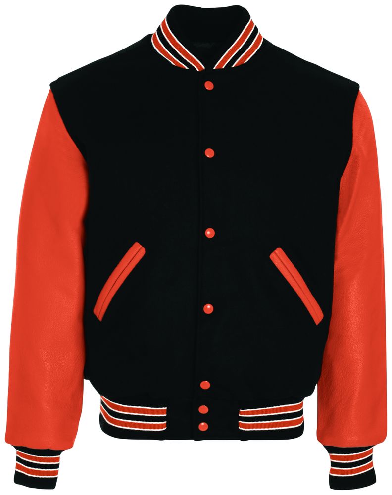 Black, Burnt Orange & Burnt Orange Premium Varsity Jacket