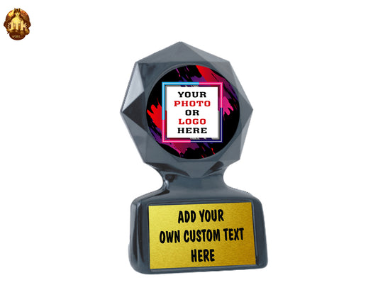 Custom 5" Black Star Sculpted Ice Photo Trophy