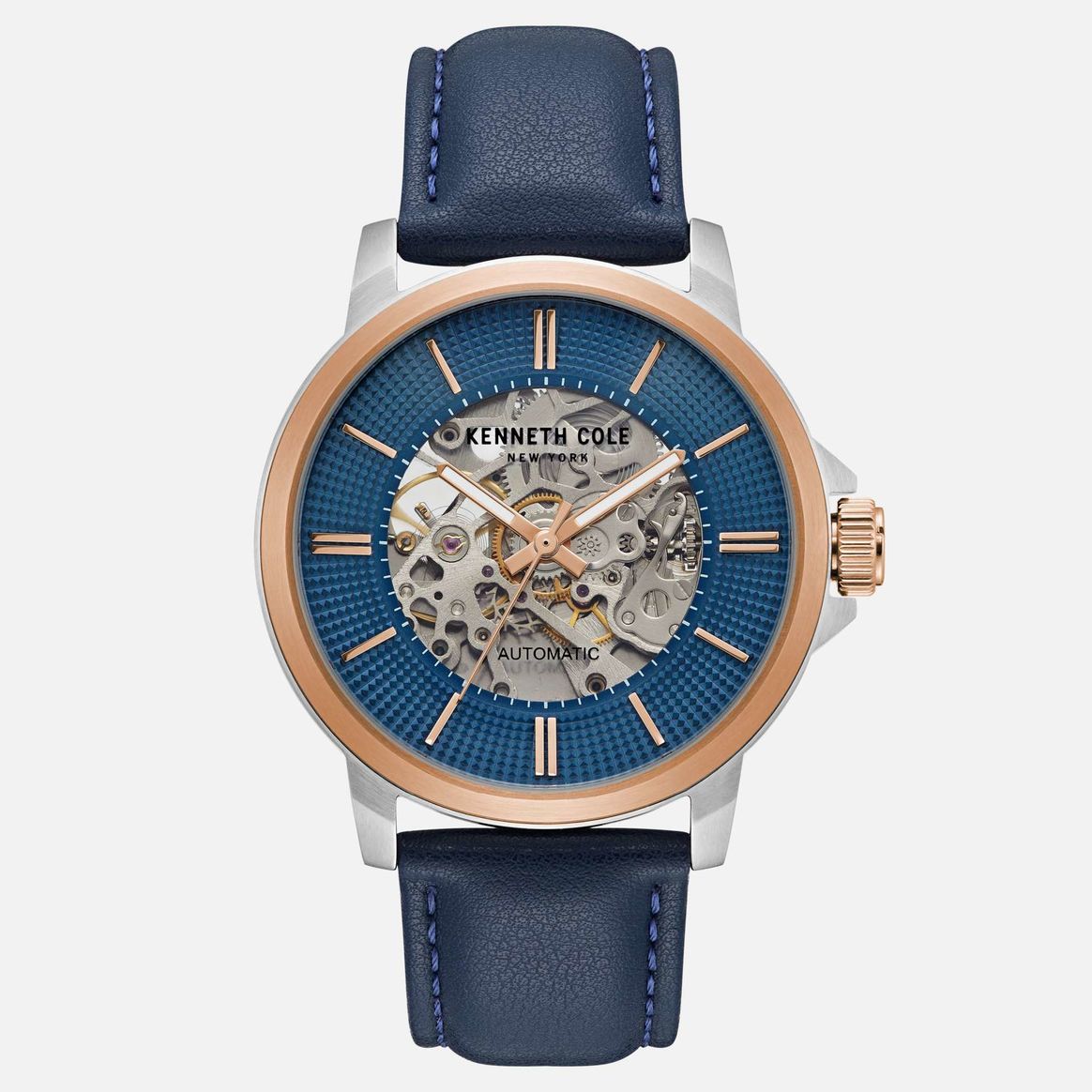 Kenneth Cole - Blue Leather Two-Tone Automatic Skeleton