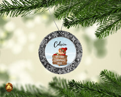 My First Christmas Silver Circle Ornament - Custom Baby Photo Ornament - Baby Christmas Photo Ornament - My First Ornament - Add Your Name