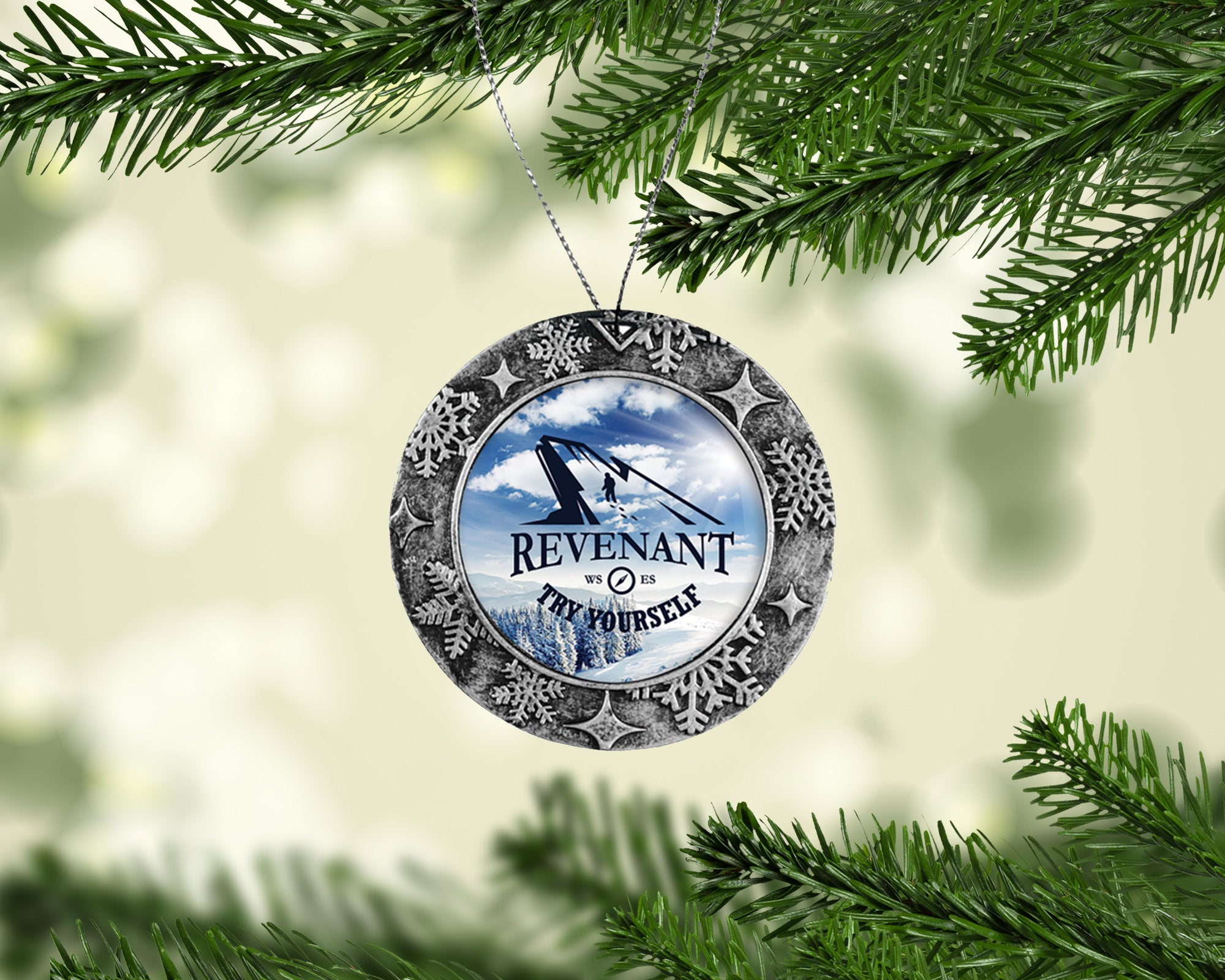 Personalized Christmas Silver Circle Ornament - Christmas Photo Antq. Silver Ornament - Custom Photo Ornament - Add Your Own Photo & Text
