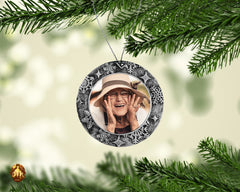 Personalized Christmas Silver Circle Ornament - Christmas Photo Antq. Silver Ornament - Custom Photo Ornament - Add Your Own Photo & Text