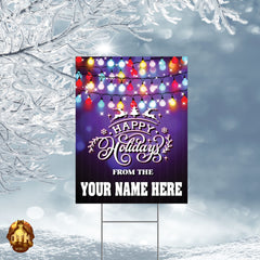Personalized Happy Holidays Sign - Happy Holiday Porch Sign - Christmas Family Yard Sign - Custom Christmas Sign - Add Your Family Name