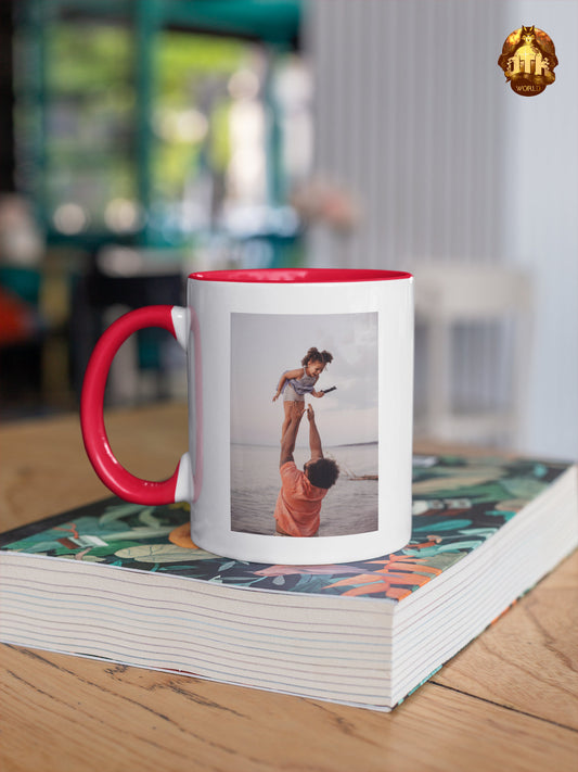 Custom 15oz Red & White Premium Mug - Personalized Large Red Mug - Two Tone Coffee Mug - Custom Photo Mug - Add Your Own Photo and Text