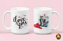 Custom I Love You Photo Frame Mug - Custom Picture Mug - Valentines Heart Photo Mug - I Love You Mug - Valentines Love Mug - Heart Mug