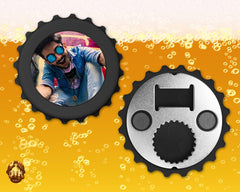 Personalized 3&quot; Bottle-Cap Shaped Opener - Custom Black Magnetic Bottle Opener - Personalized Photo Bottle Opener - Add Your Photo & Text