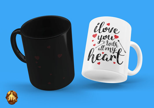 I Love You With All My Heart Magic Mug - Valentines Color Changing Mug - Photo Magic Mug - Valentines Love Mug - Add Your Own Photo & Text