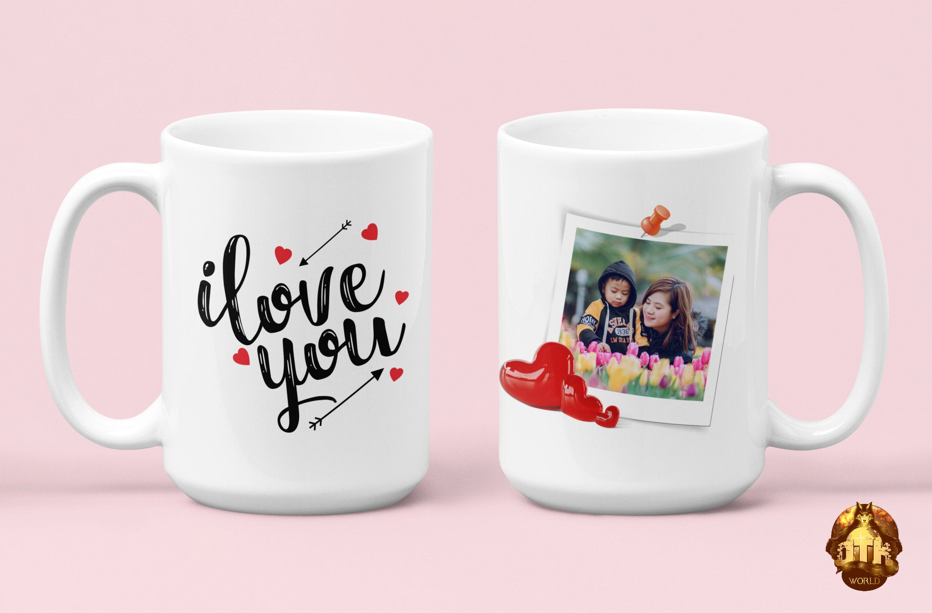 Custom I Love You Photo Frame Mug - Custom Picture Mug - Valentines Heart Photo Mug - I Love You Mug - Valentines Love Mug - Heart Mug