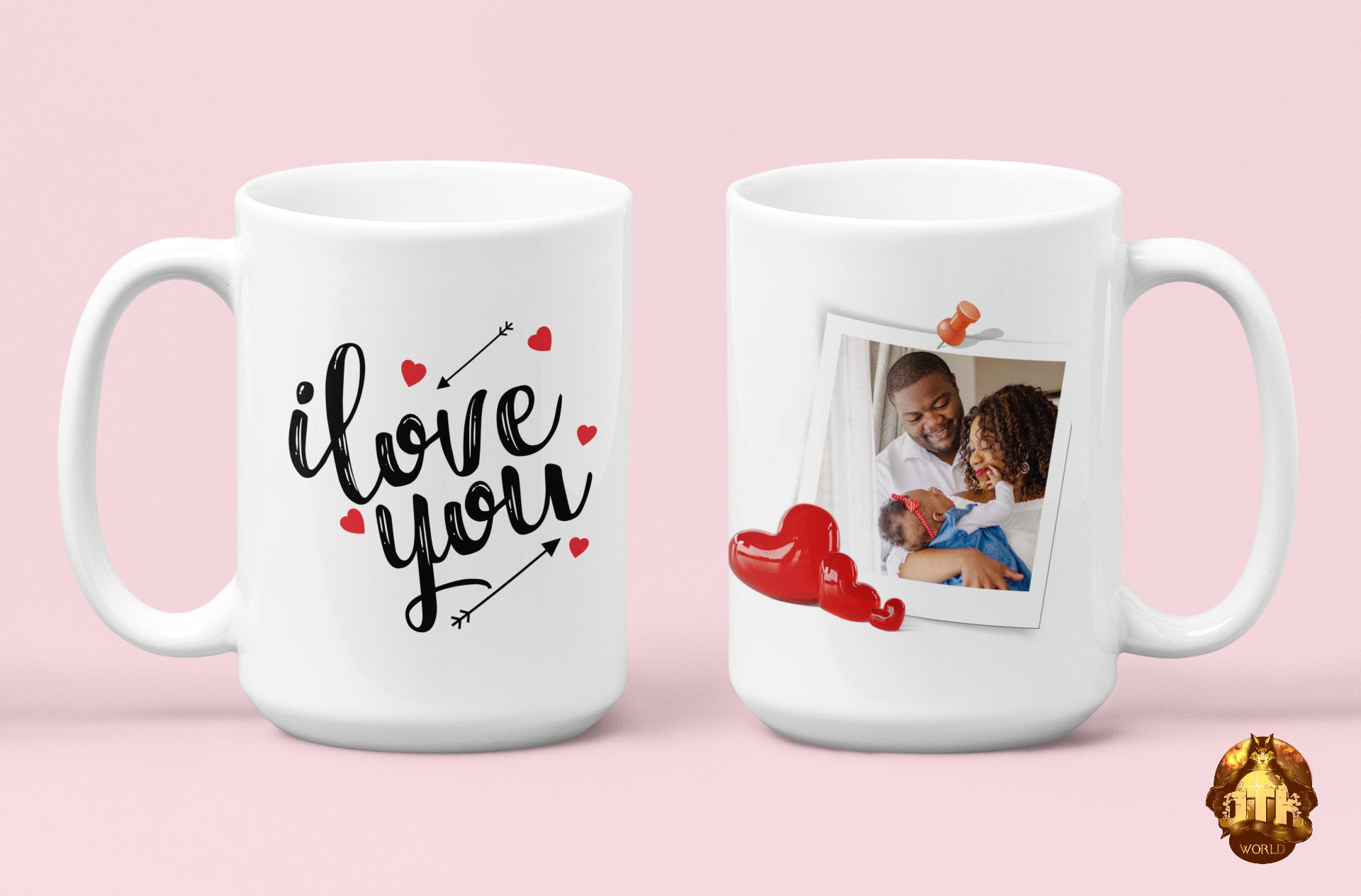 Custom I Love You Photo Frame Mug - Custom Picture Mug - Valentines Heart Photo Mug - I Love You Mug - Valentines Love Mug - Heart Mug