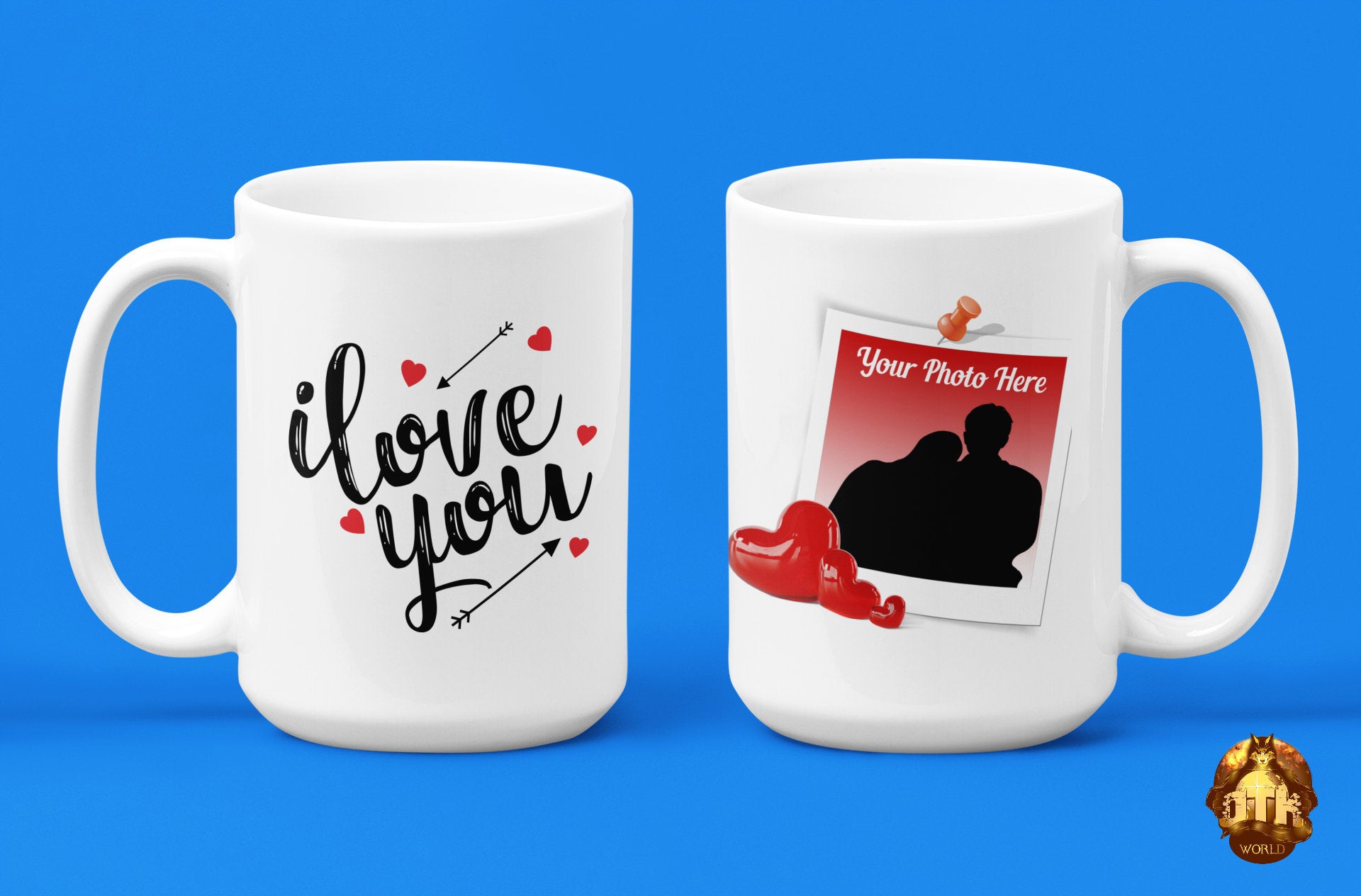 Custom I Love You Photo Frame Mug - Custom Picture Mug - Valentines Heart Photo Mug - I Love You Mug - Valentines Love Mug - Heart Mug