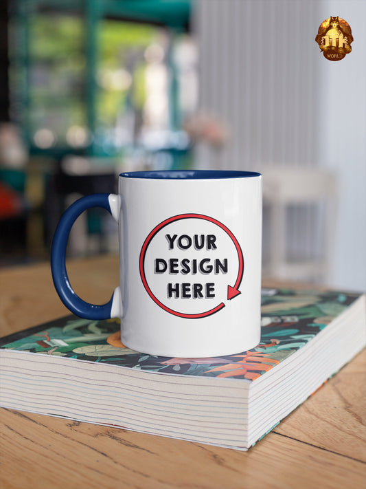 Custom 15oz Blue & White Premium Mug - Personalized Blue Mug - 15oz Blue Two Tone Coffee Mug - Custom Photo Mug -Add Your Own Photo and Text