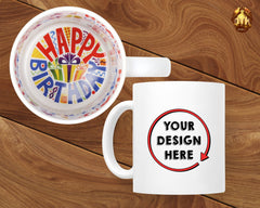 Custom 11oz Happy Birthday Mug - Personalized Birthday Mug - 11oz Inner Birthday Design Mug - Custom Photo Mug - Add Your Own Photo and Text